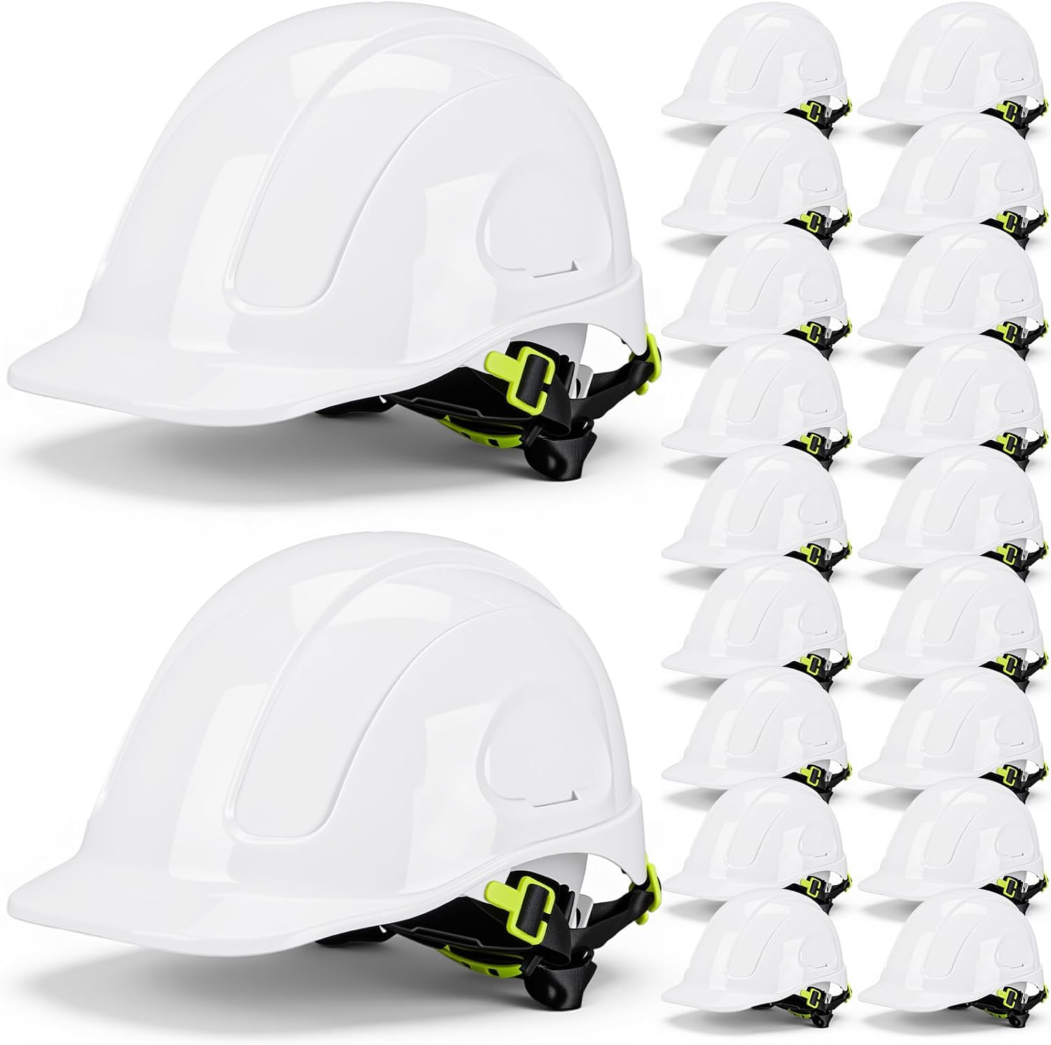 20 Pack 4 Pt. Suspension Hard Hat Bulk Safety Helmets ABS Ratchet Hard Hats Adju