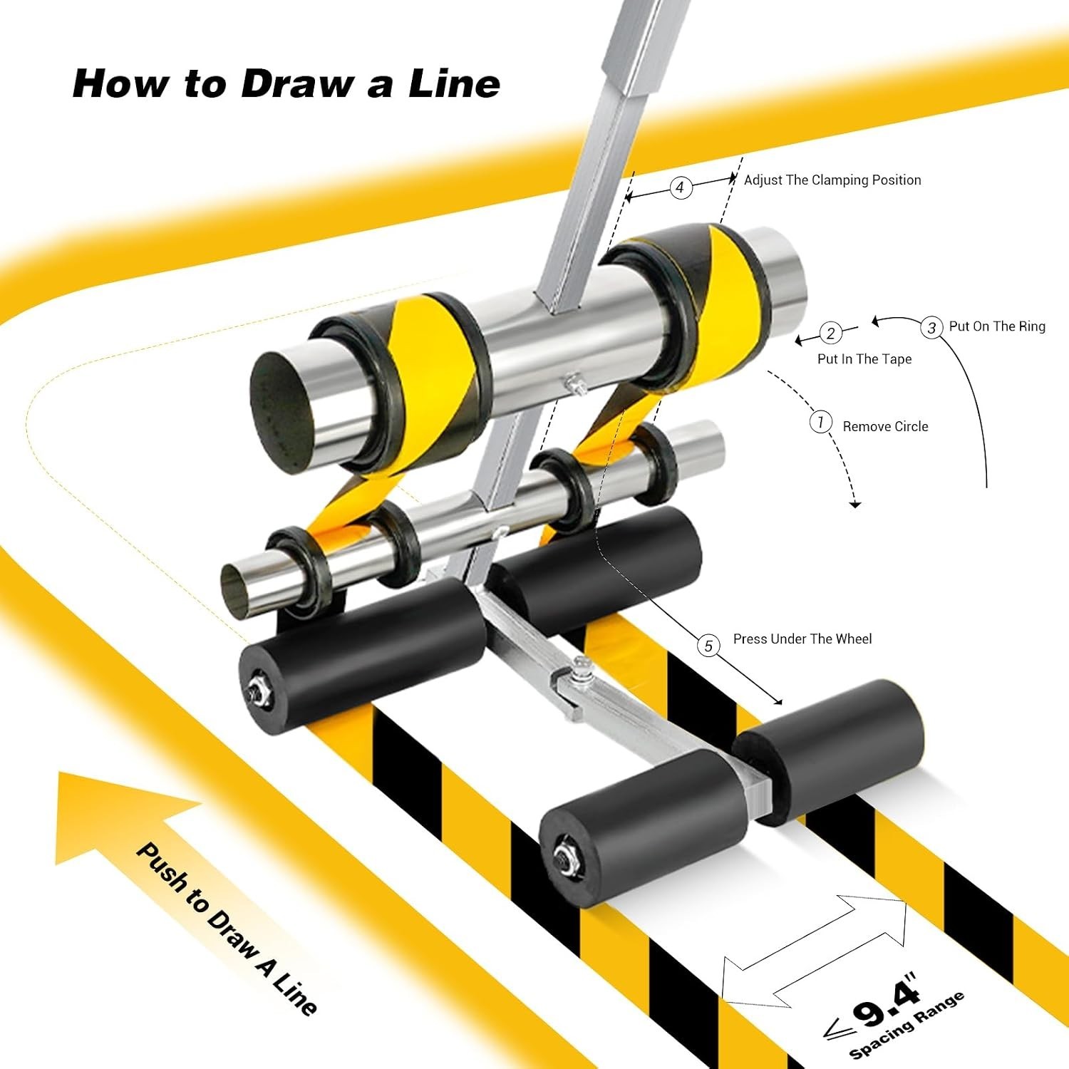 Line Striping Machine, with Drawing Circle Kit – Asphalt Or Concrete