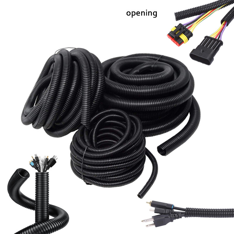 7/10/13/15/18/21/25/28mm Split Wire Loom Conduit Polyethylene Black Sleeve Tube