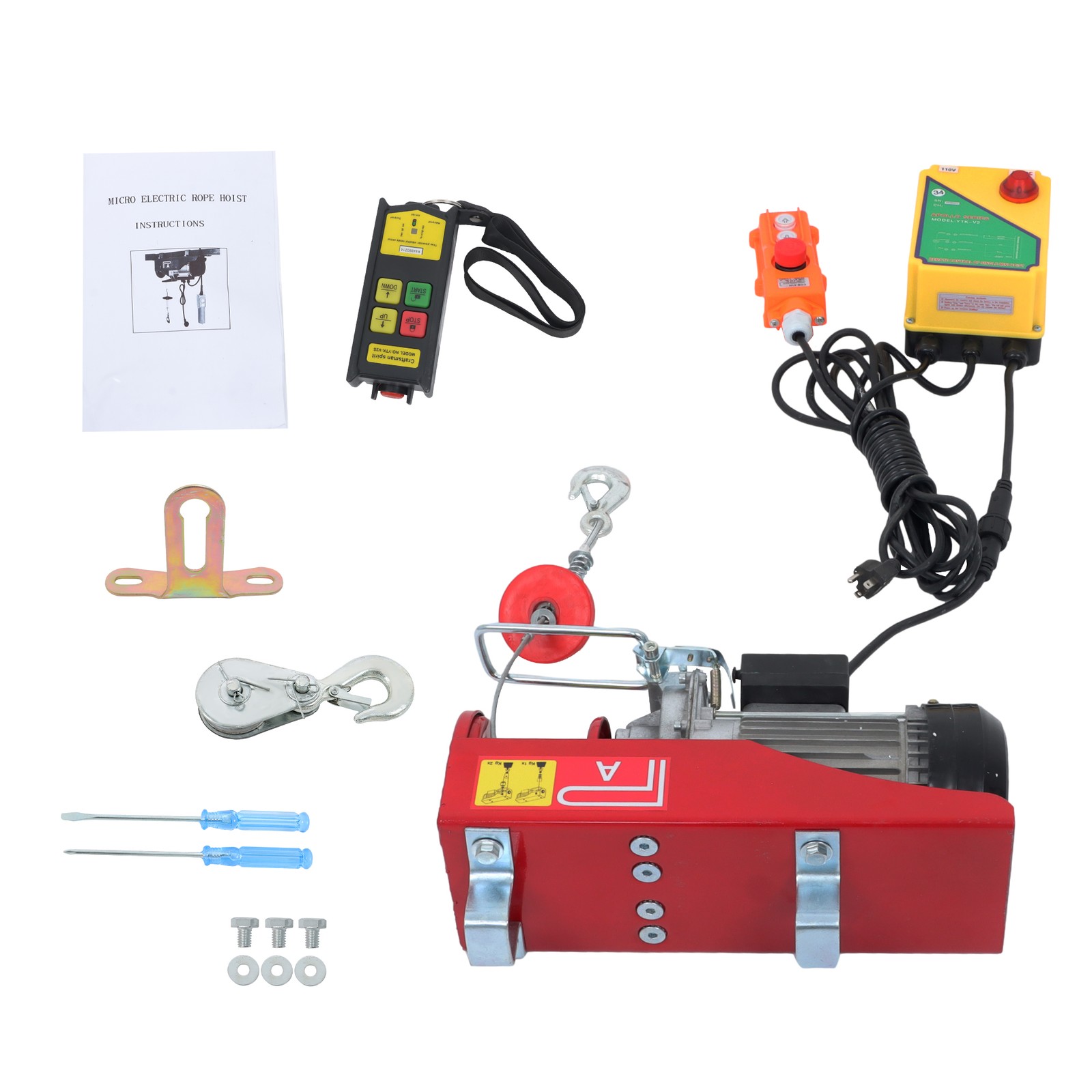 Mini Electric Hoist 1320lbs 328ft Wireless Remote Control+Wired Remote
