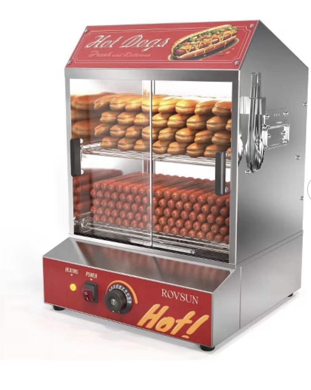 ROVSUN Hot Dog/Bun Steamer 42.3QT/40L Holds 235 Hot Dogs 50 Buns