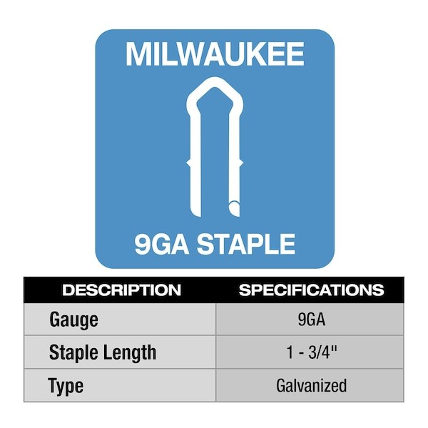 Milwaukee Tool Mpu134-960 Cable Staples, 9 Ga, Diamond Crown, 1-3/4 In Leg L,