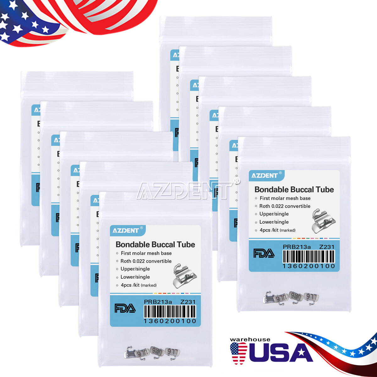 AZDENT Dental Orthodontic 1st Molar Buccal Tube Roth .022″ Bondable Convertible