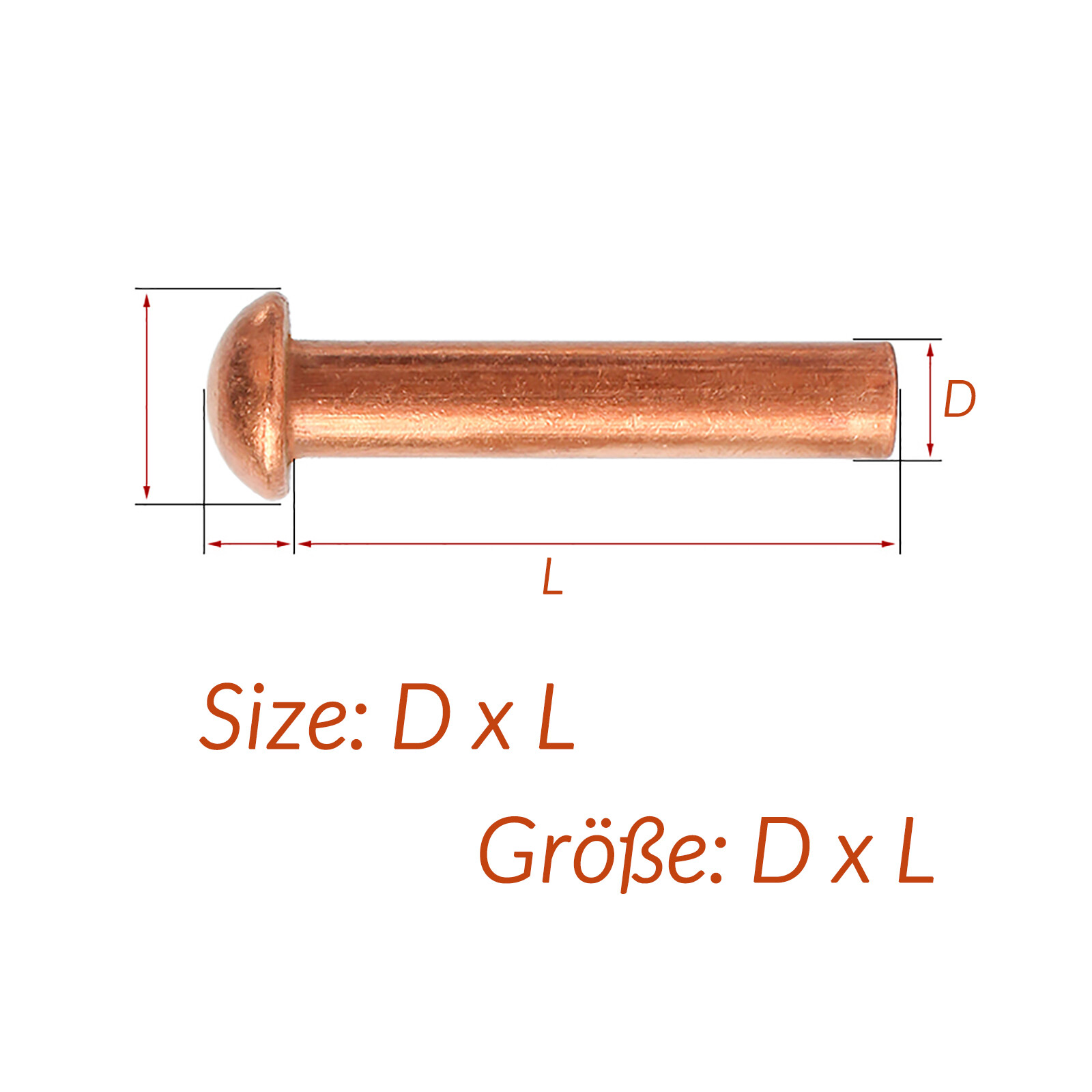 Solid Copper Round Pan Head Rivets DIN 660 2/2.5/3/4/5/6/8mm Nut Hammer Rivet