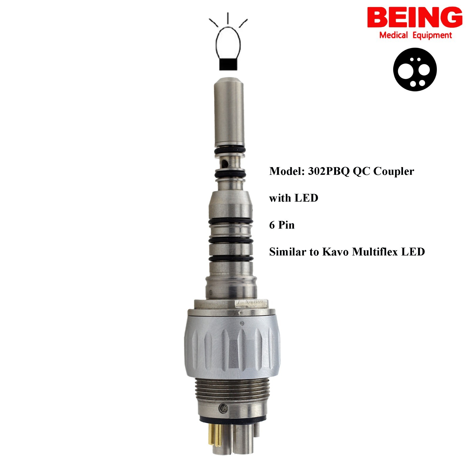 Kavo Multiflex Type Coupler 465RN 4 Hole 6 Pin High Speed Handpiece LED Coupling