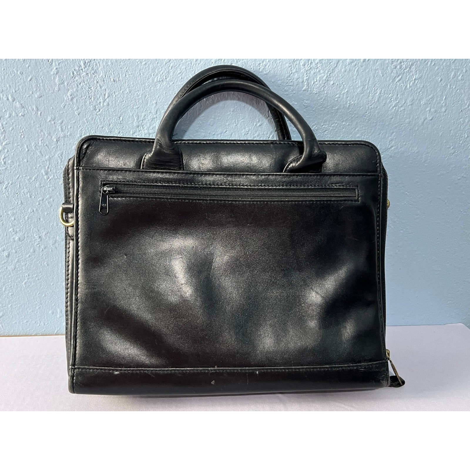 VTG Franklin Quest Black Leather Planner Binder 9.5”x11.5” Office Academia