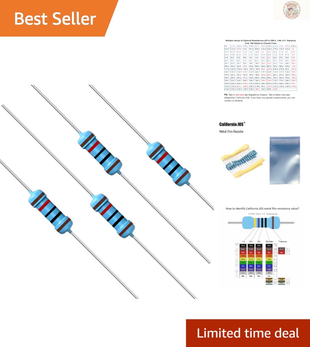 Durable 100 PCS 10K ohm Resistors – 1/4W ±1% with Excellent Noise Suppression