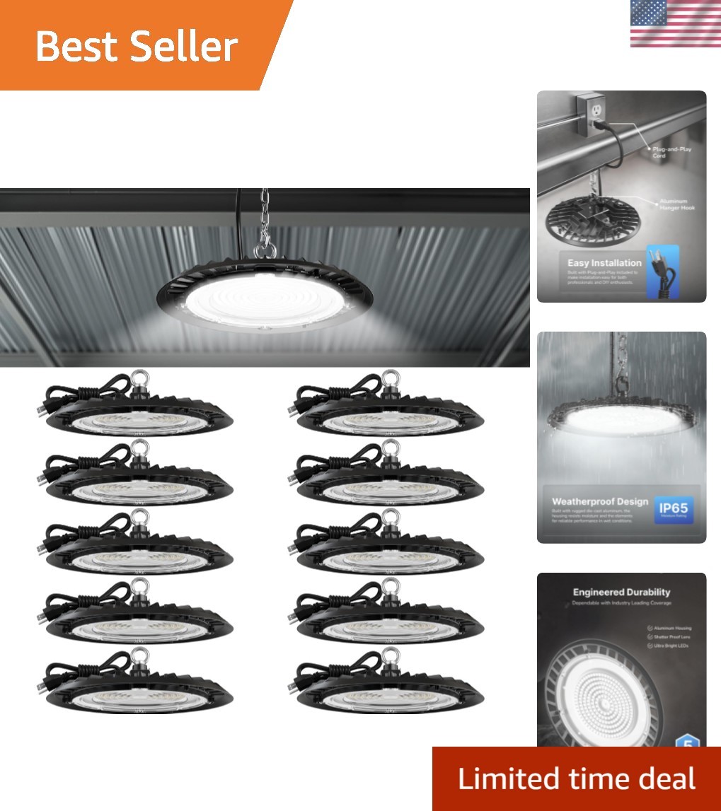 Sunco 10 Pack UFO LED High Bay Light, 150W, 19500 Lumens, 5000k Ultra Bright …