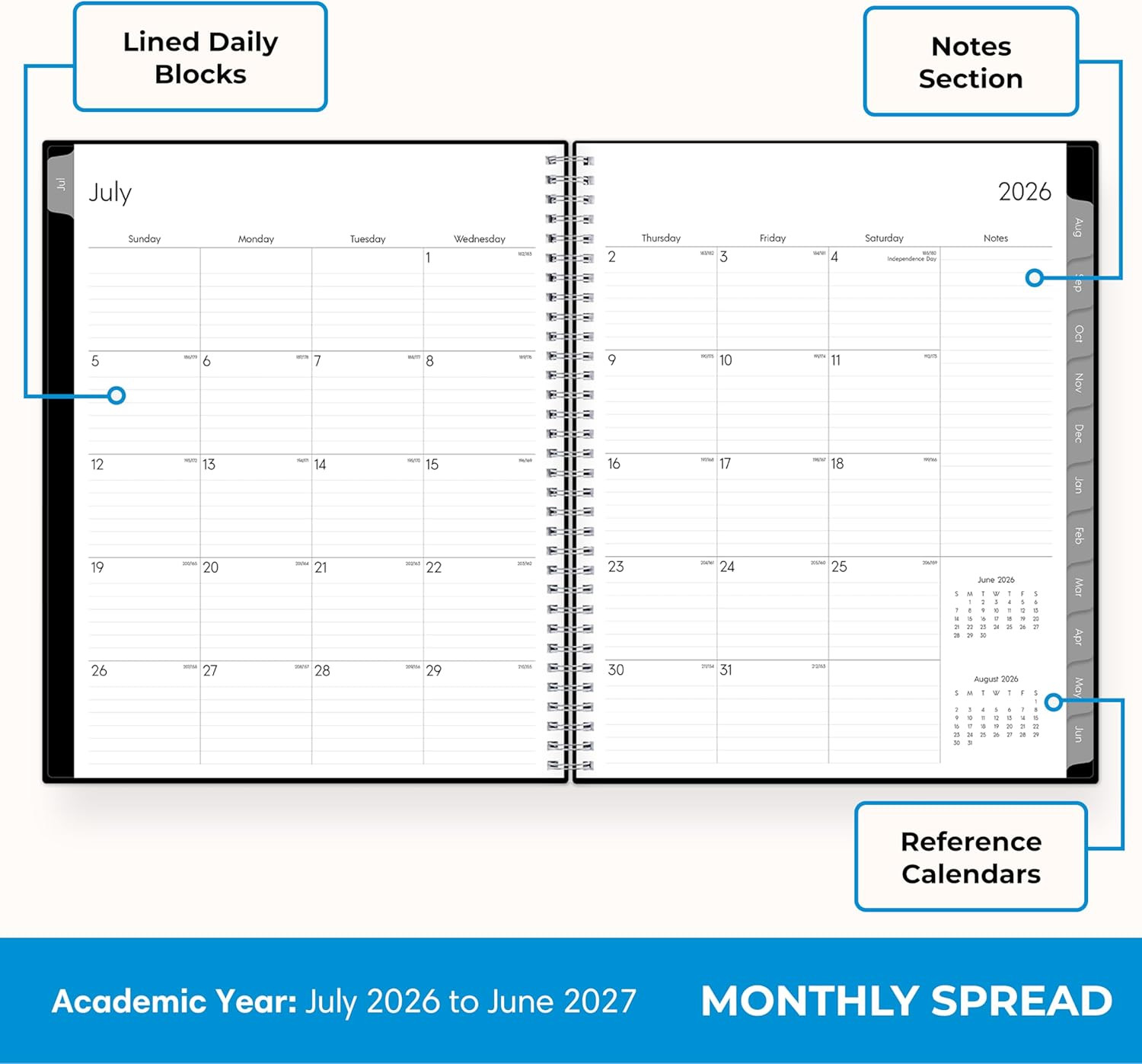 2026-2027 Weekly & Monthly Academic Planner, 8.5″x11″, Enterprise | July 2026 –