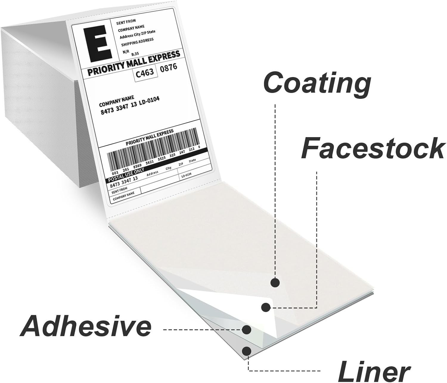 100 4×6 Thermal Labels 100/Stack, Shipping Thermal Labels 4×6 Fanfold Compati…