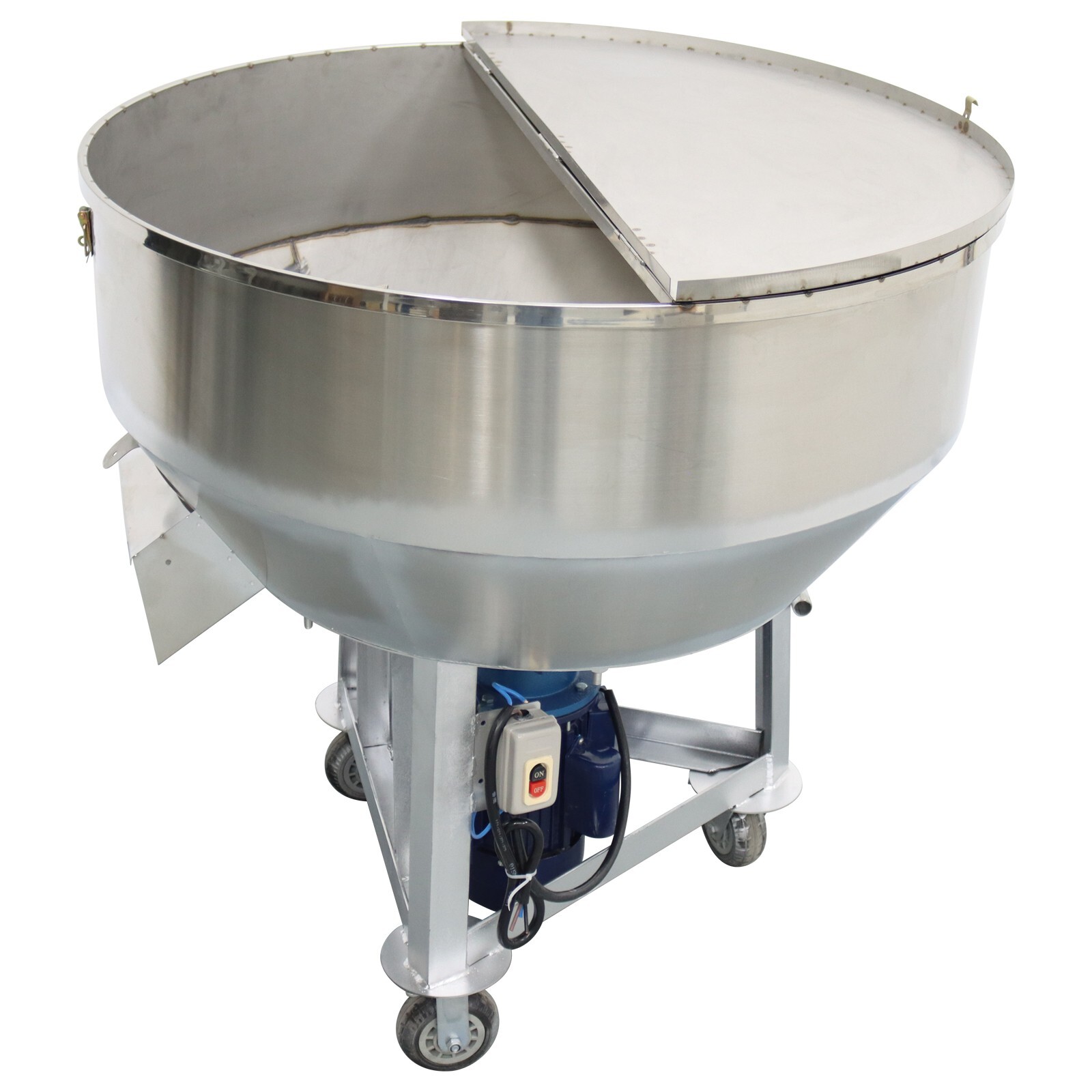 200KG/440LBS Stainless Feed Mixer Granular Plastic Mixer Machine W/Wheel 220V
