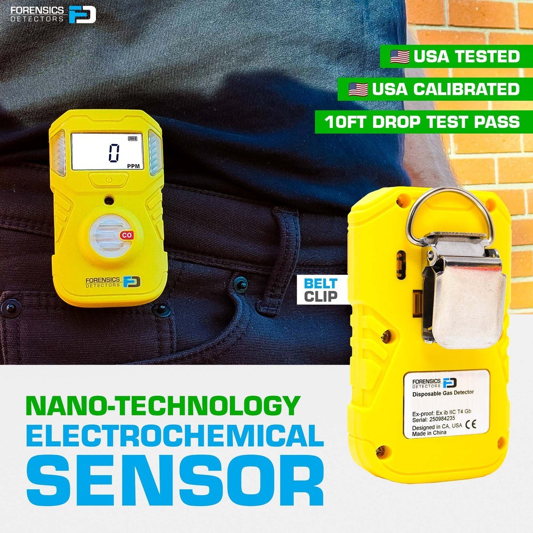 Forensic Detectors Portable Carbon Monoxide Detector | NIST May 26′ | FD-101-CO