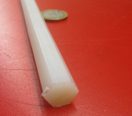Nylon 6/6 Natural Tint Hex Rod 7/16″ (.437″) Hex x 12″ Length