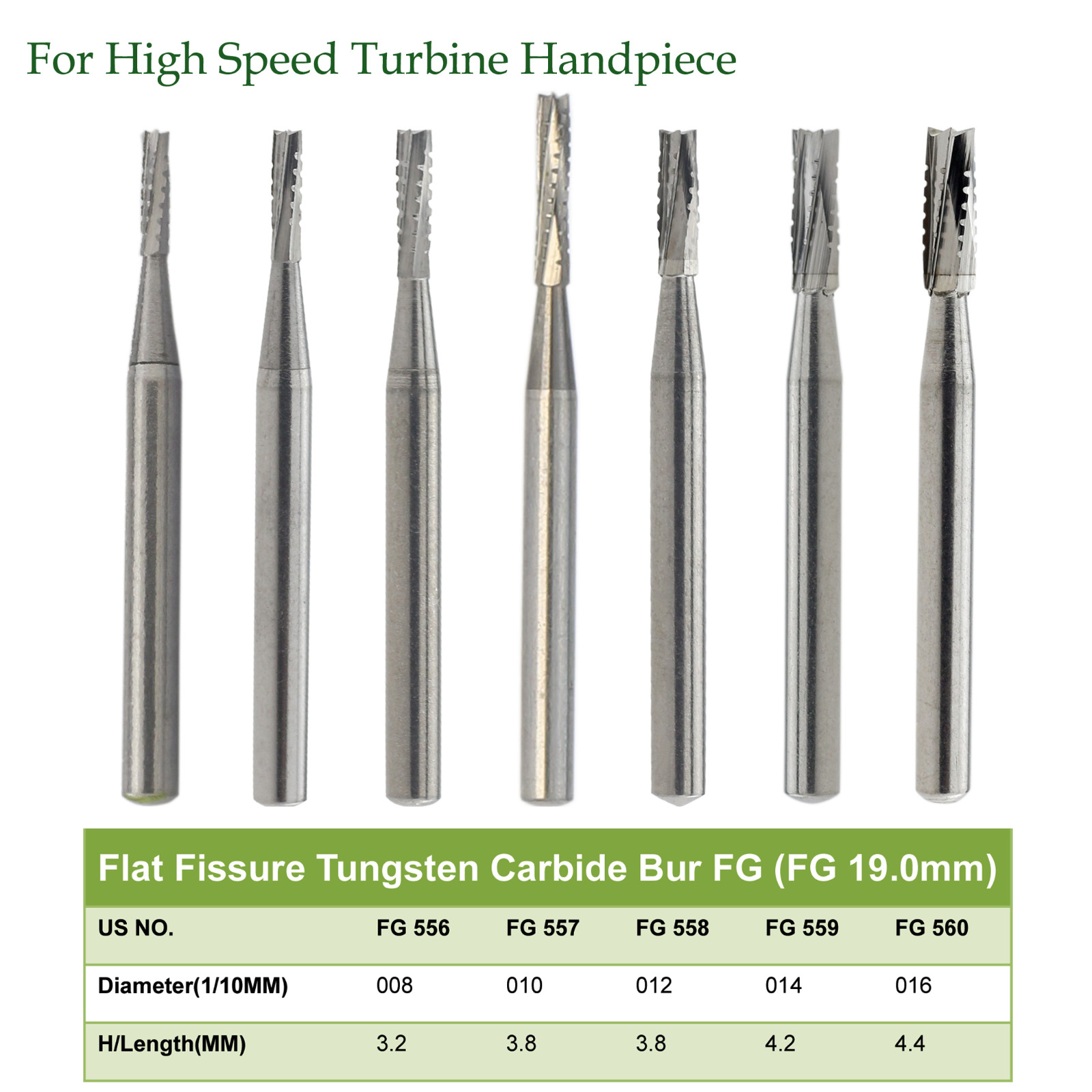 Wave Dental Surgical Carbide Burs Long Shank 556 557 557L 558 FG SURG High Speed