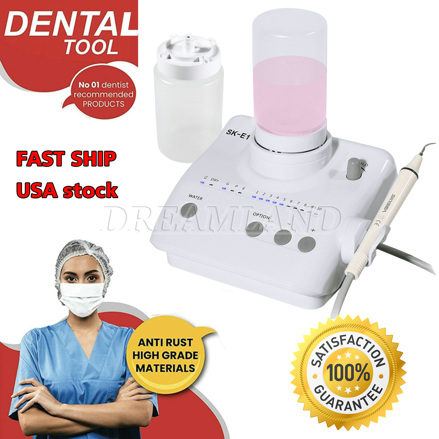 FDA Dental Ultrasonic Scaler Handpiece + 2 Bottles for EMS fit Cavitron