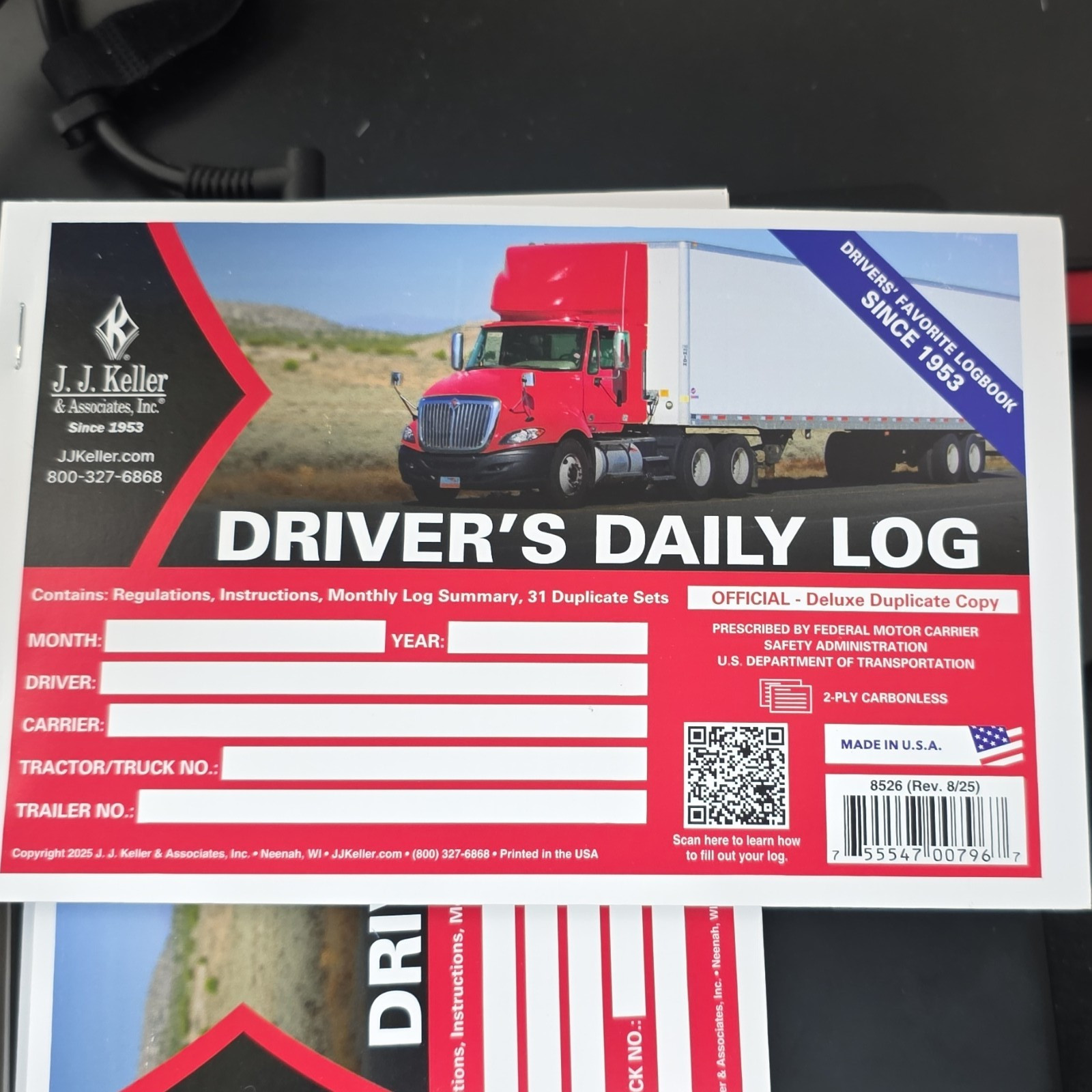 J. J. Keller Driver’s Daily Log Book Duplicate Sets, Qty 10 Model/MPN 8526