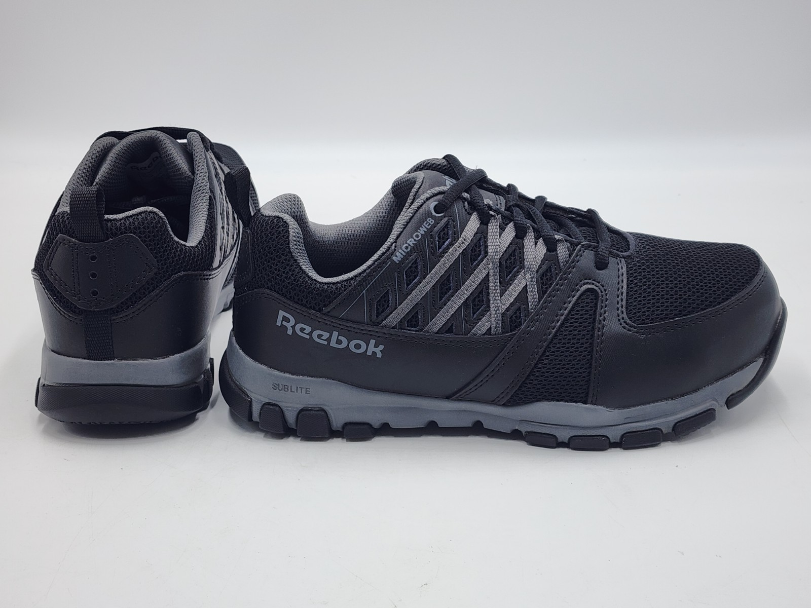 Reebok Steel Toe Sublite Black Work Sneakers Wide Sz Men’s 8 / Women’s 10