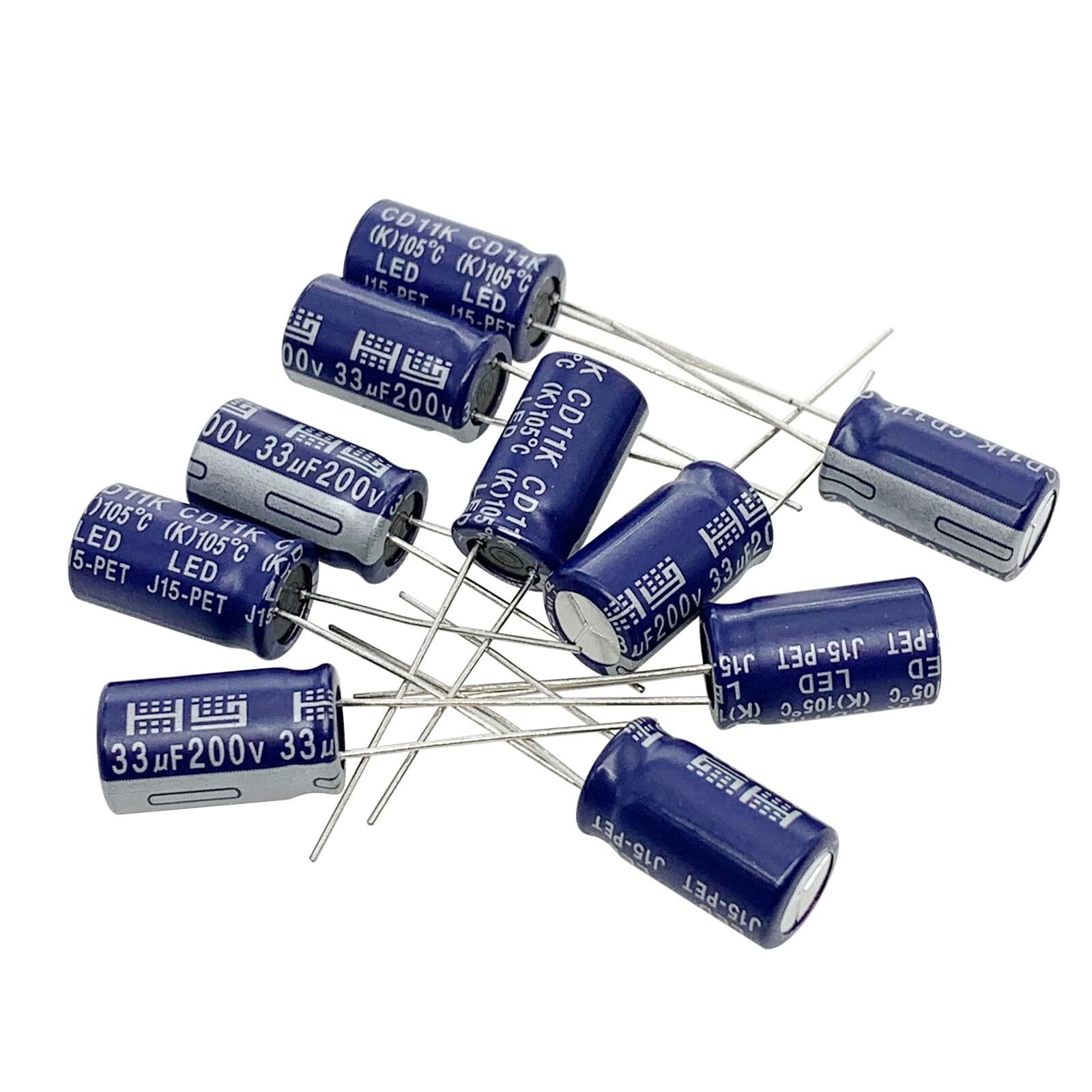 10pcs 200V 33UF Capacitor 10x16MM0.39×0.63in Aluminum Electrolytic Capacitors…