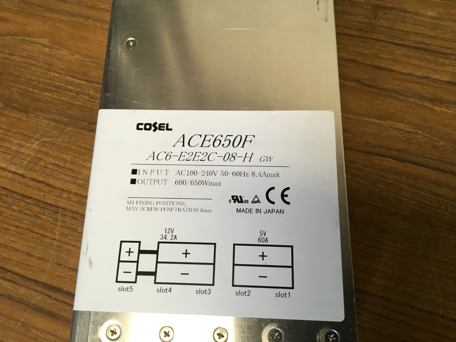 COSEL ACE650F AC6-e2e2c-08-h Power Supply AC100-240V 50-60Hz 8.4Amax 600/650Wmax