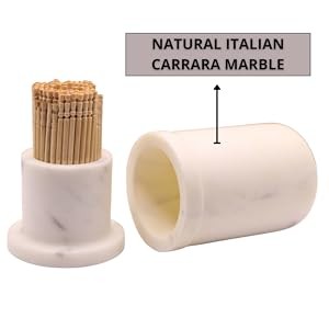 White Marble Toothpick Stick Holder with Lid | Tooth pick Dispenser For Kitchen,