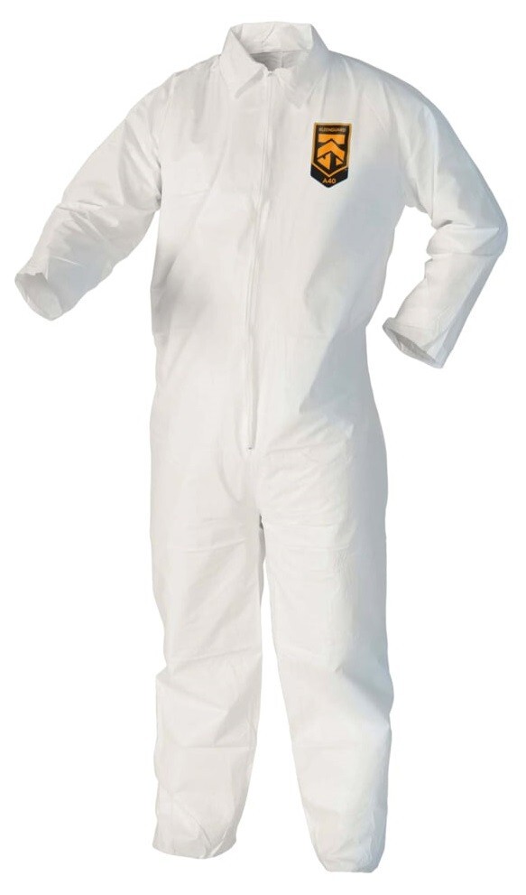 5 Count KleenGuard A40 Liquid&Particle Protection Coveralls Large Zipper Front