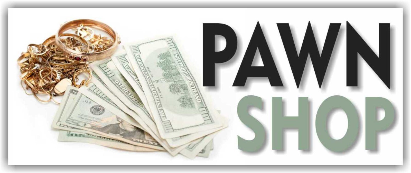 PAWN SHOP Advertising Banner Vinyl Sign gold cash Jewelry Silver coin finance