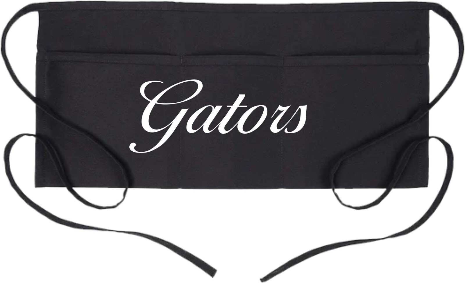 Custom Printed 3 Pocket Server Apron. 24″ x 12″ w/long ties FREE SHIPPING