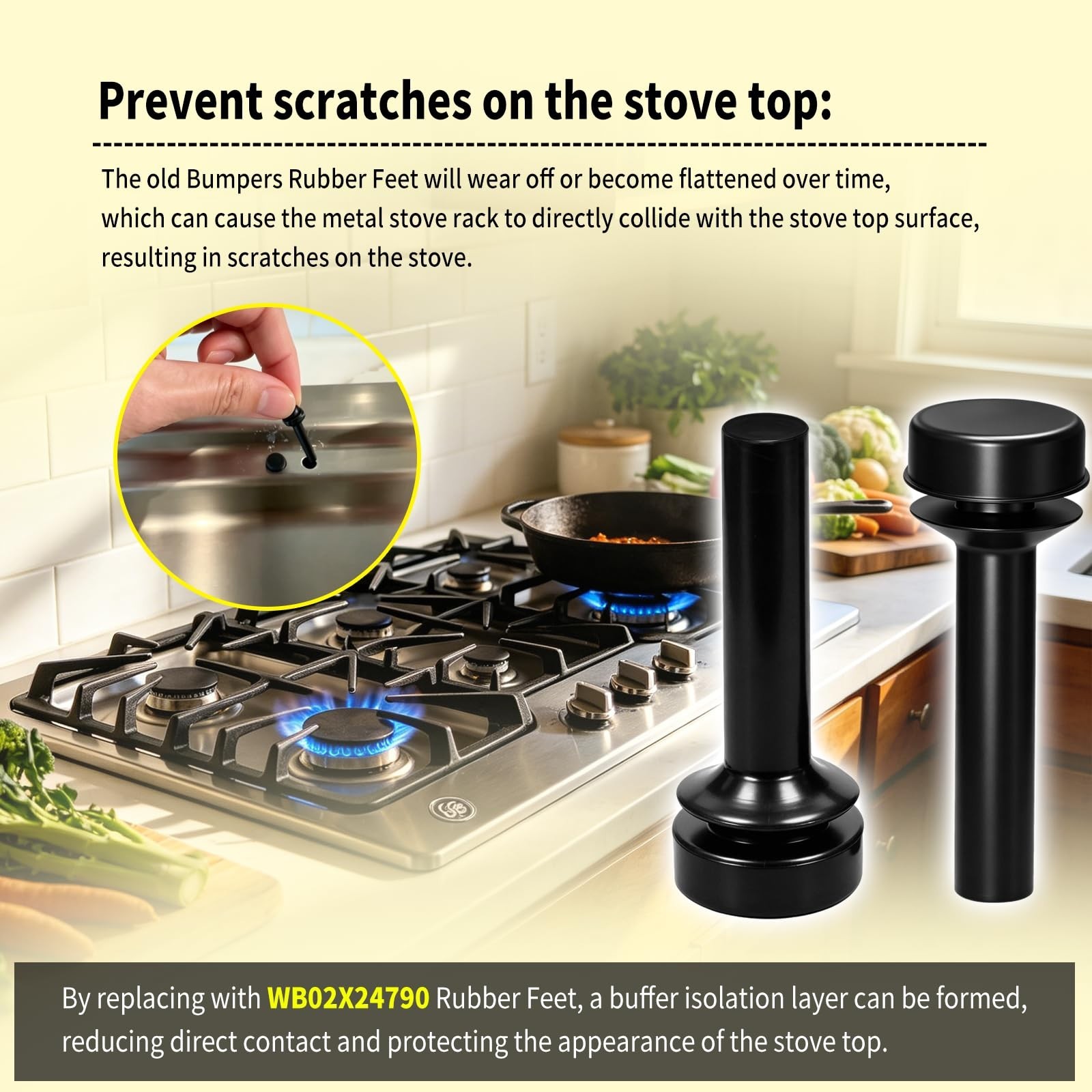 12 Pack WB02X24790 Rubber Stove Grate Feet Fit GE Range Oven Burner | Replace…