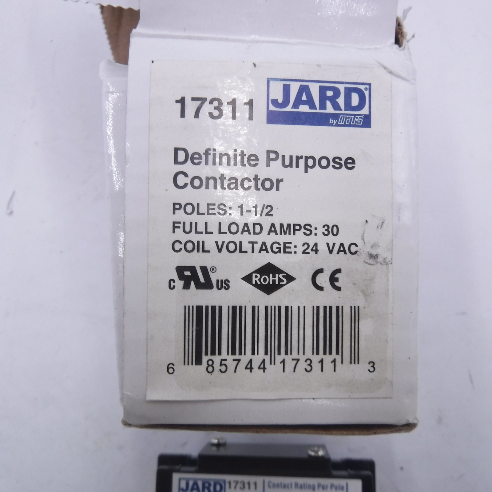 Jard 17311 Definite Purpose Contactor 1-1/2 Poles 30 Amps 24 Vac