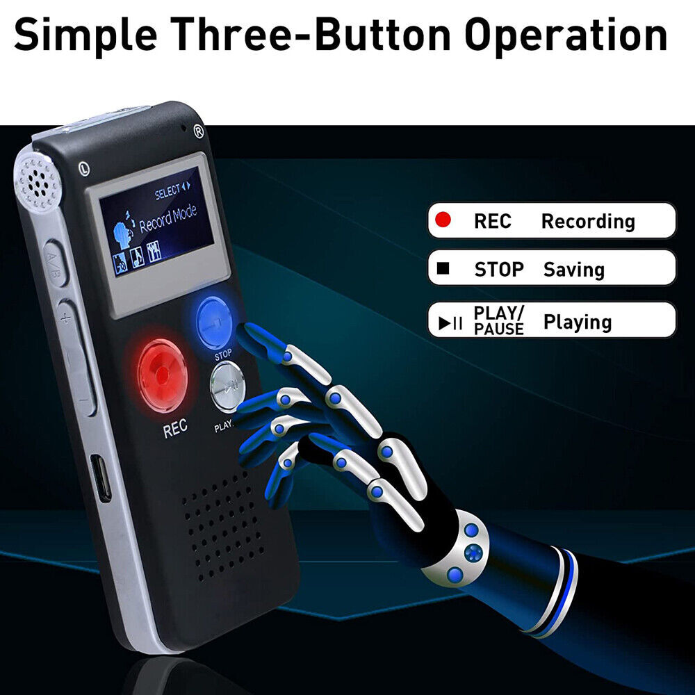 Digital Voice Recorder Dictaphone Mp3 Mini Pocket Audio Recorder Mic Lecture US