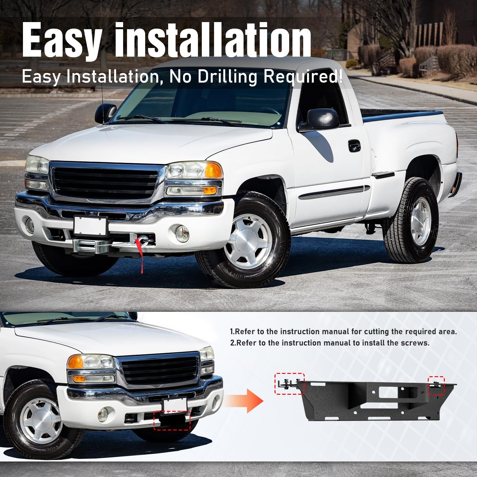 Winch Plate for Chevy Silverado GMC Sierra 1500 1999-2006 Heavy Duty Black
