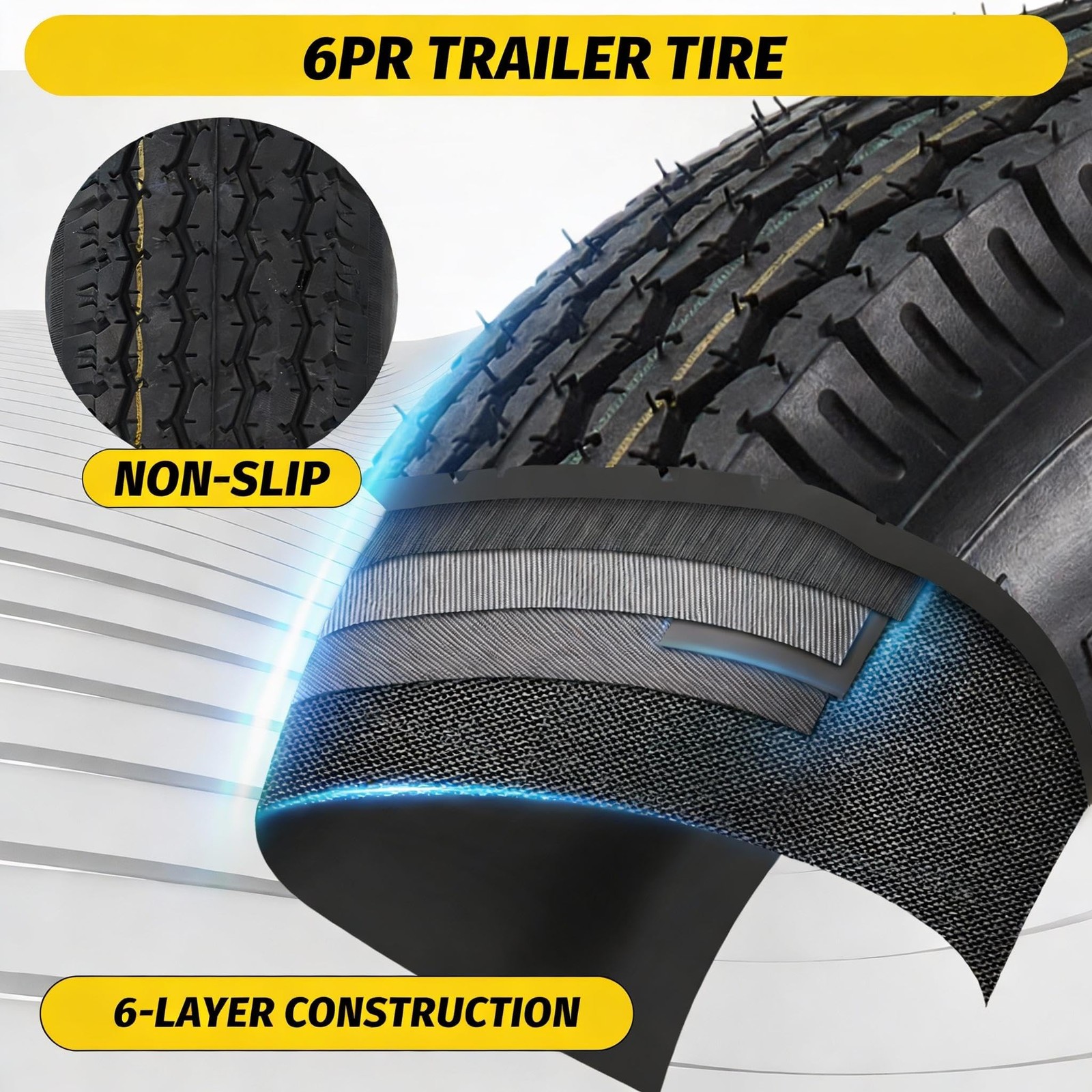 4.80-12 12in Rims Trailer Tires 5×4.5″ 2.95″ Bore 6PR 2 Pack