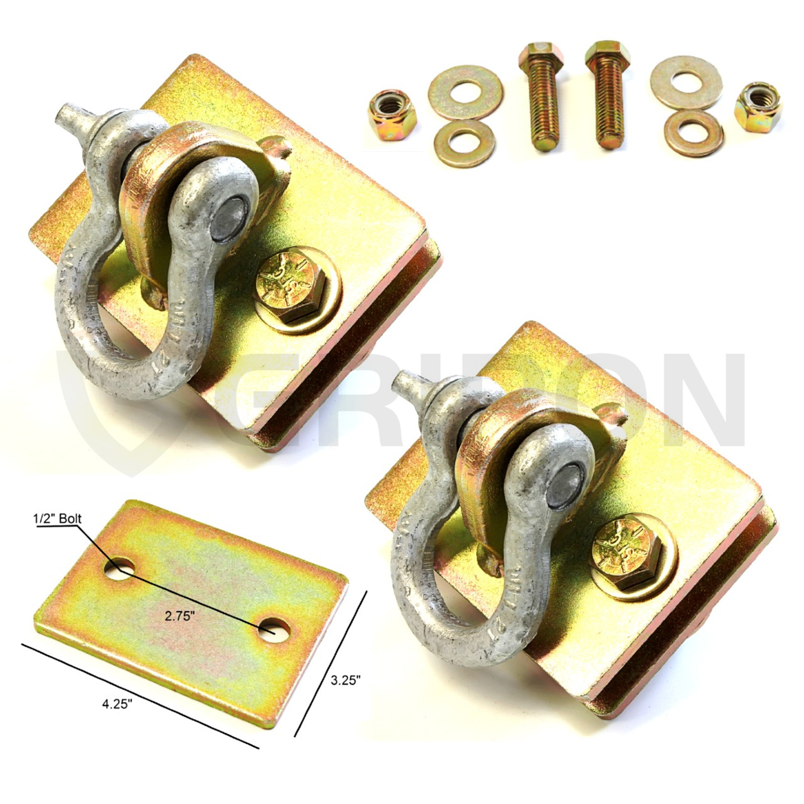 Gripon Bolt On Clevis Mount Backer Plate with Backer Plate and 1/2in Shackle