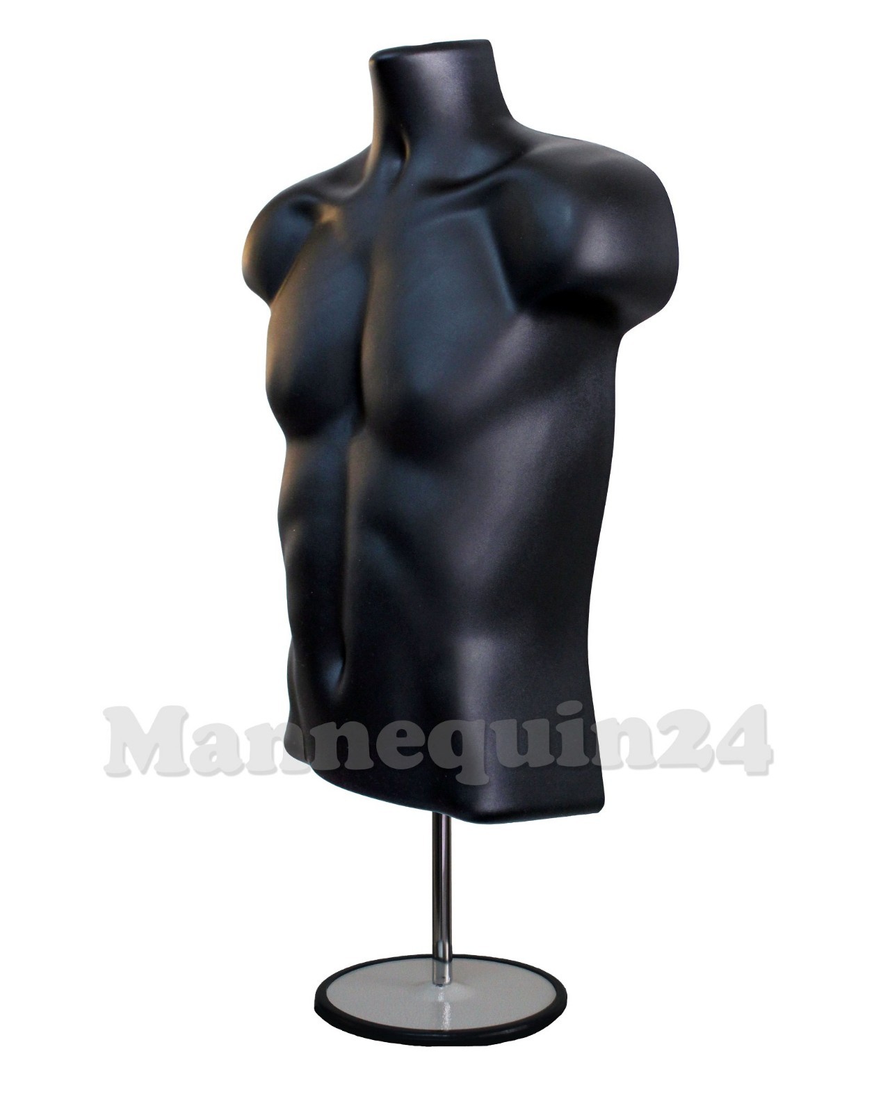 5 MALE TORSO MANNEQUIN FORMS -BLACK w/ 5 STANDS + 5 Hanging Hooks Men Clothings