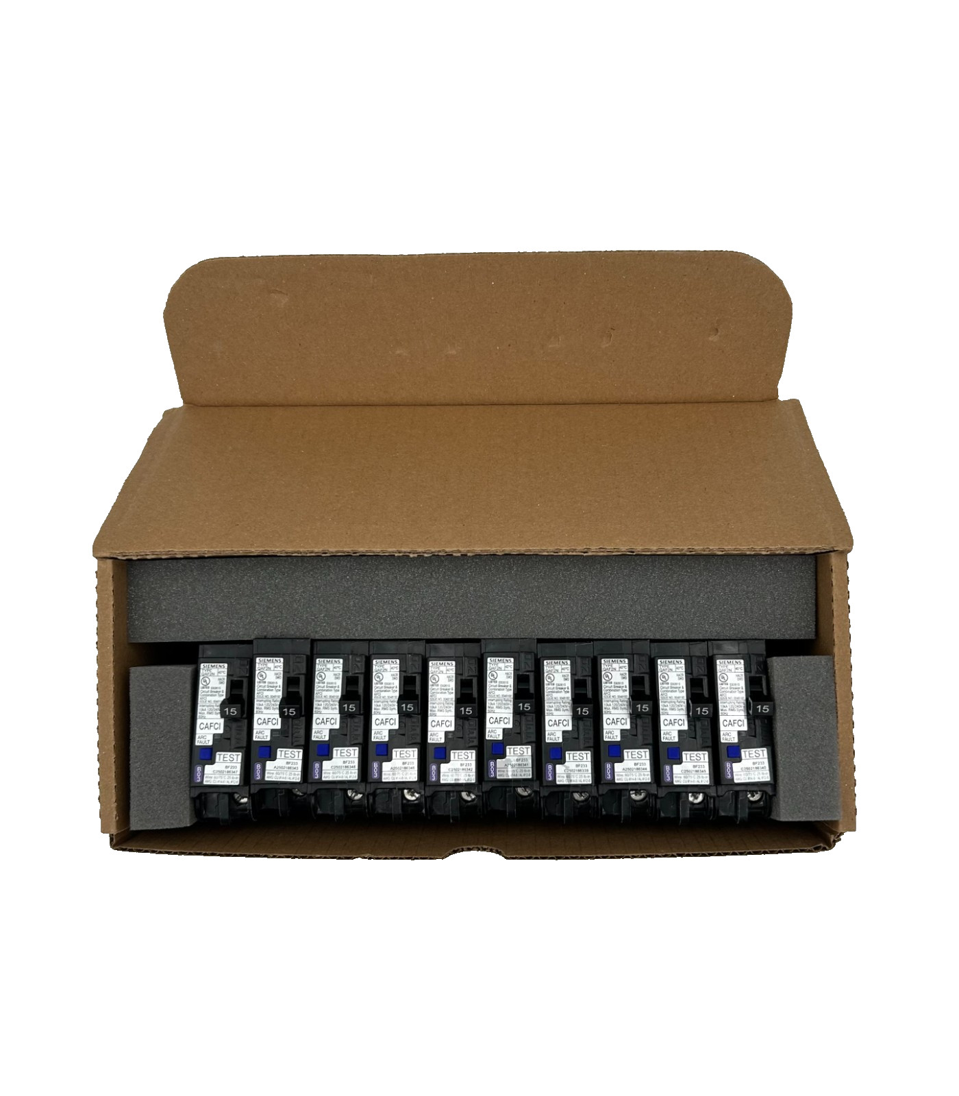 (10) New Siemens QA115AFCN Arc Fault Circuit Breaker 15A 1-Pole 120/240V