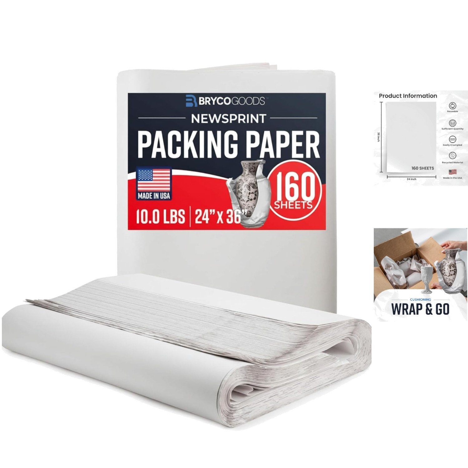 Essential 24″ x 36″ Newsprint Packing Paper – 160 Sheets for Effortless Moving