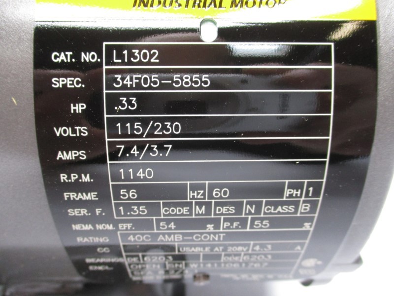 BALDOR L1302 115/230V 7.4/3.7A NSMP