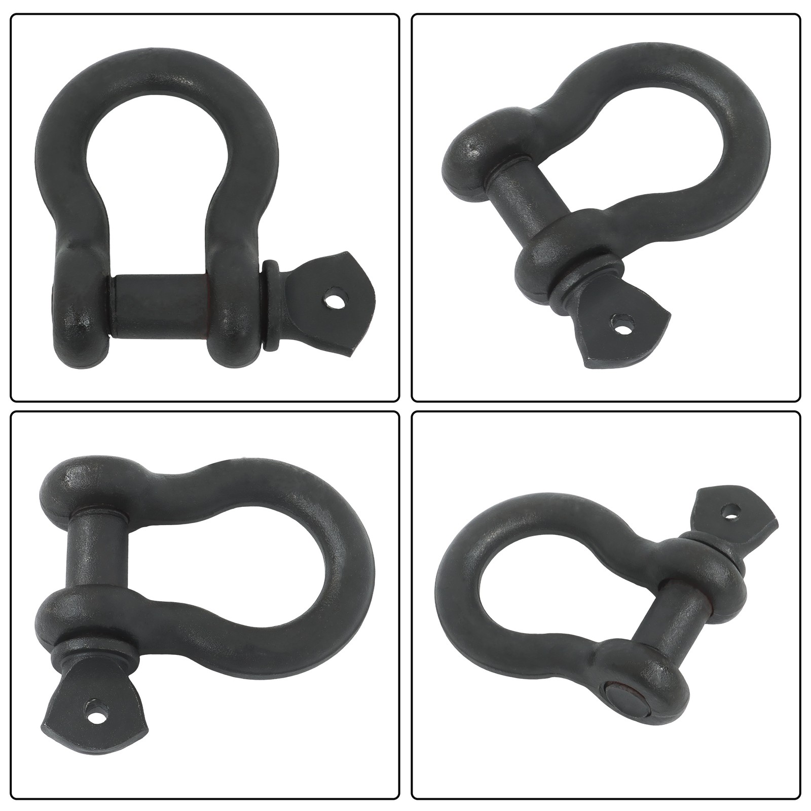 4 Pack 3/4 Inch Bow-Shaped D Ring Shackles 4.75t/10471lbs Working Load Black