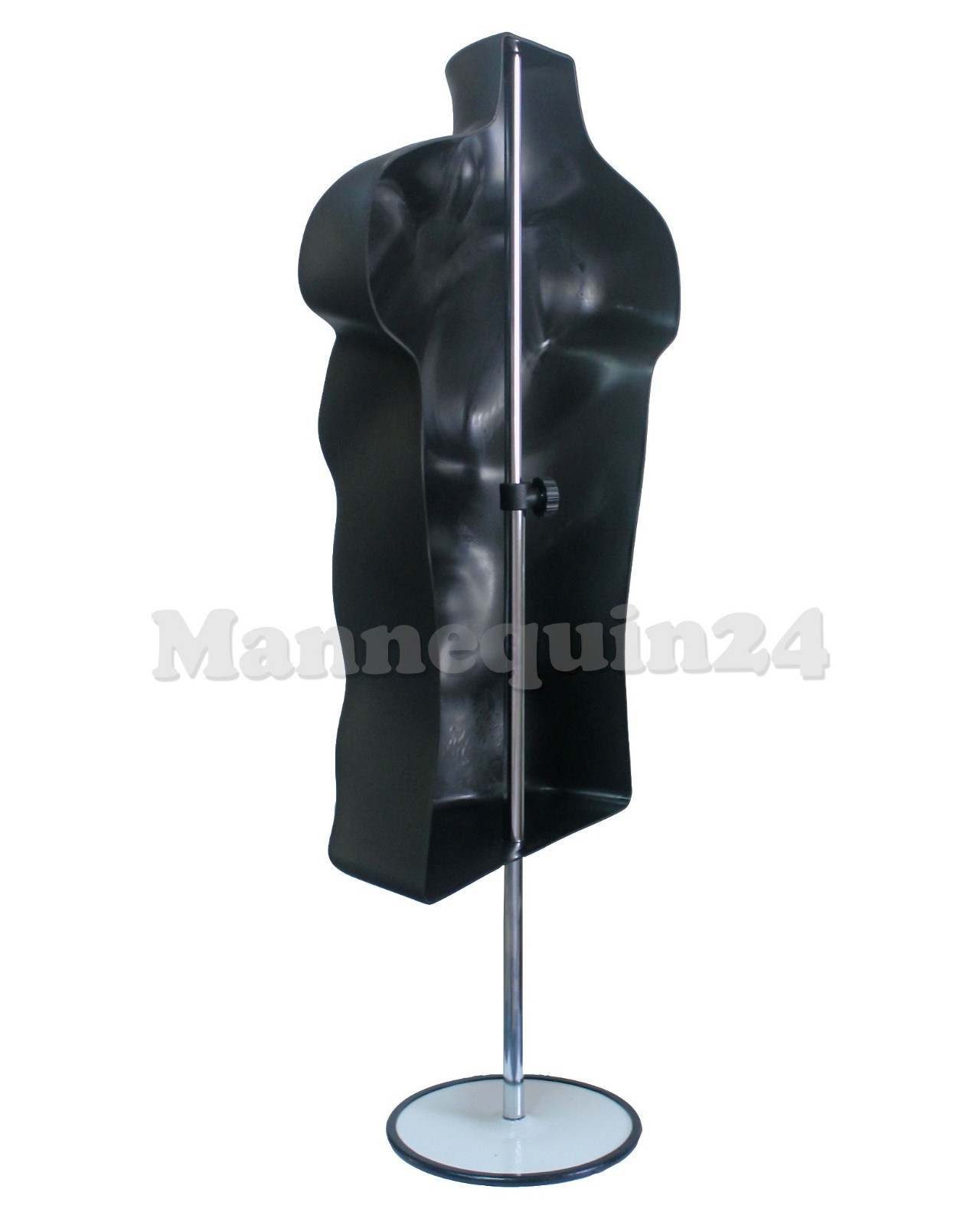 5 MALE TORSO MANNEQUIN FORMS -BLACK w/ 5 STANDS + 5 Hanging Hooks Men Clothings