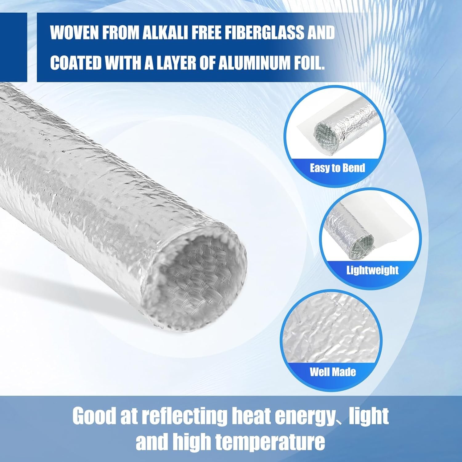 3/8″ Self-Closed Aluminized Sleeve Heat Shield Protection Sleeve for Hoses 78»