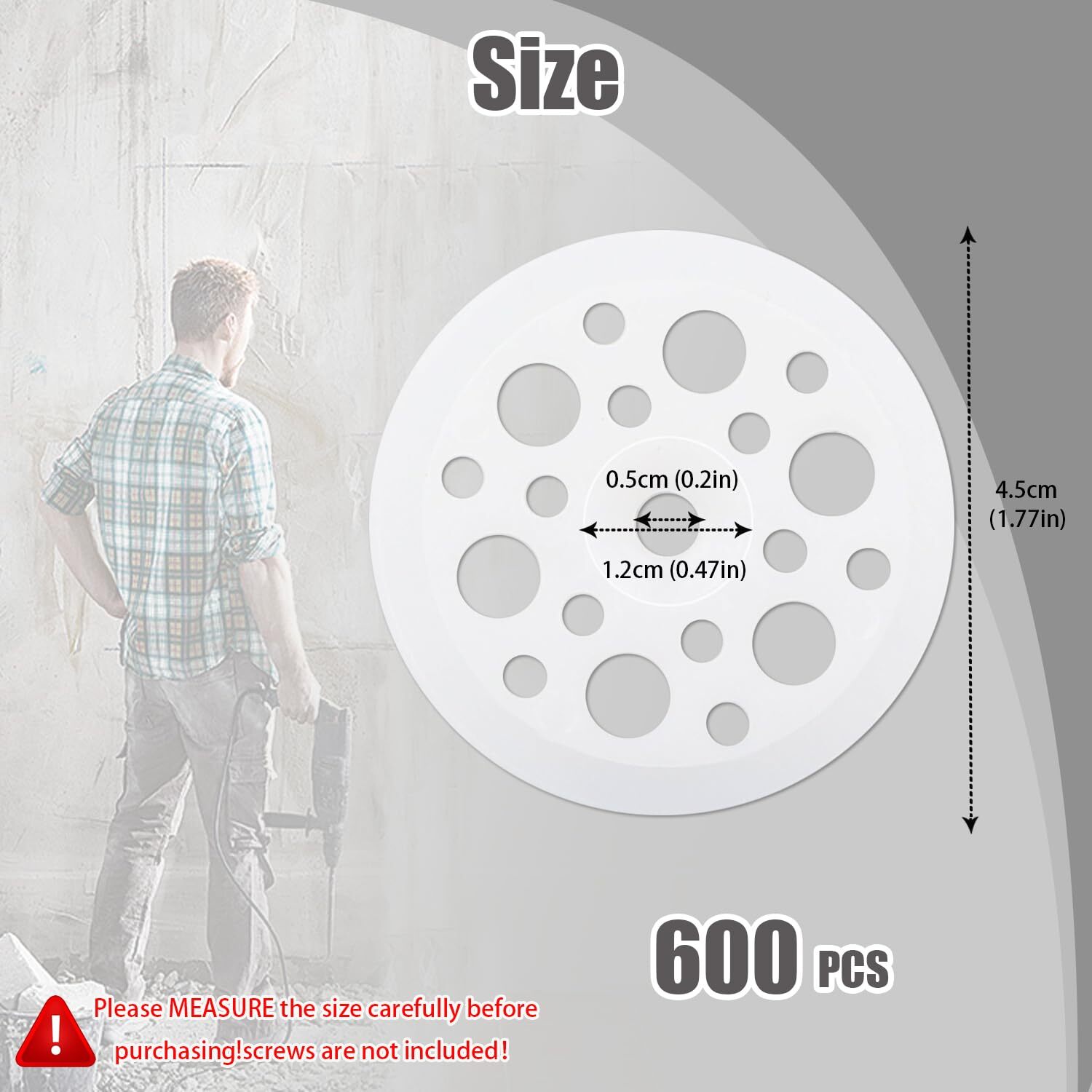 600 Pcs 45 mm White Plastic Washer Foam Board Fasteners and Load Spreading Po…
