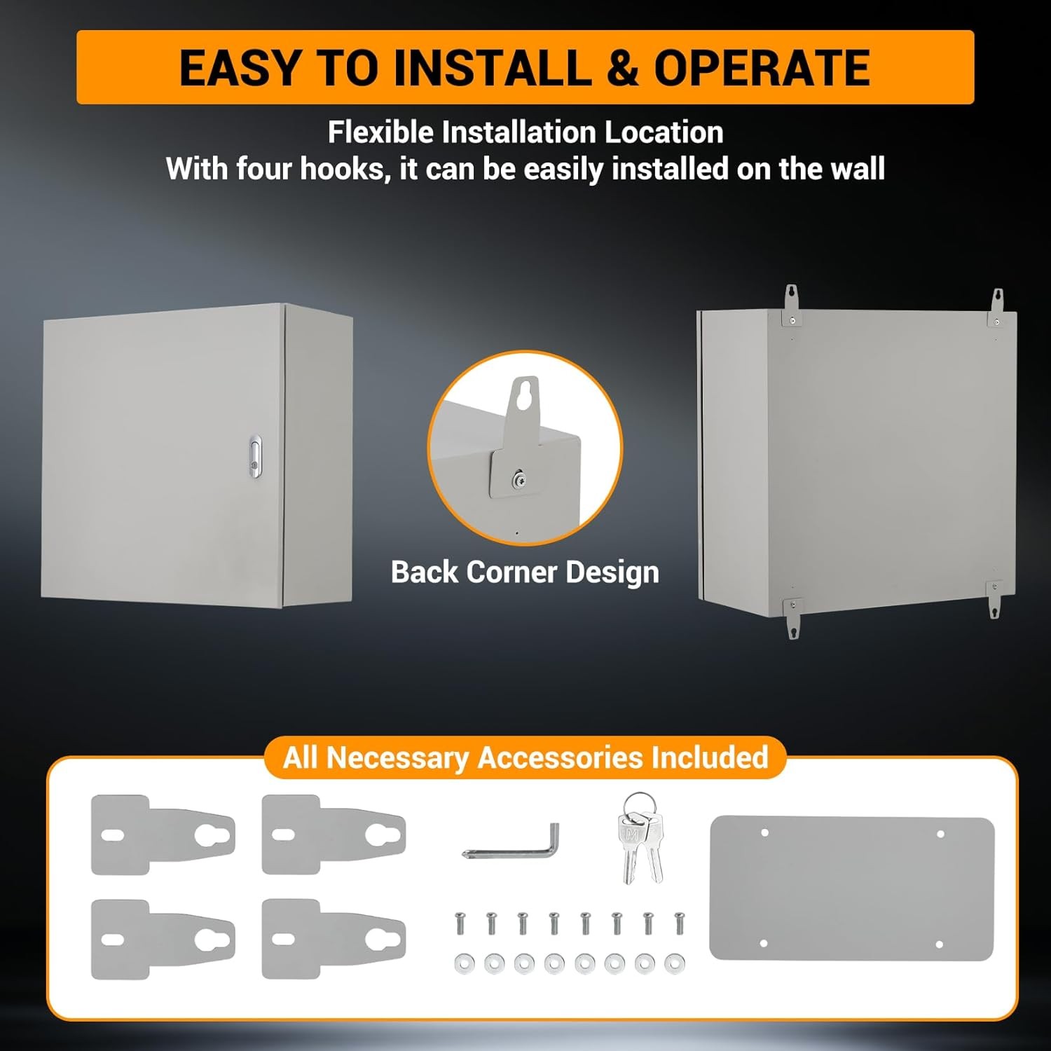 GARVEE Waterproof Electrical Box IP66 Steel Outdoor Enclosure Lockable Panel Box