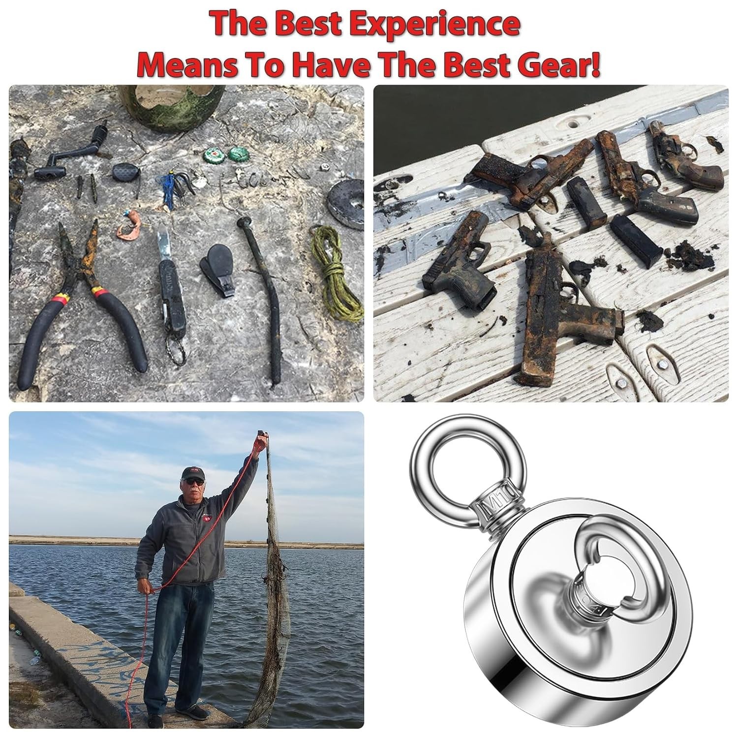 Robust 2.95 Inch Fishing Magnet – 1000 LB Pull Force for Underwater Retrievals