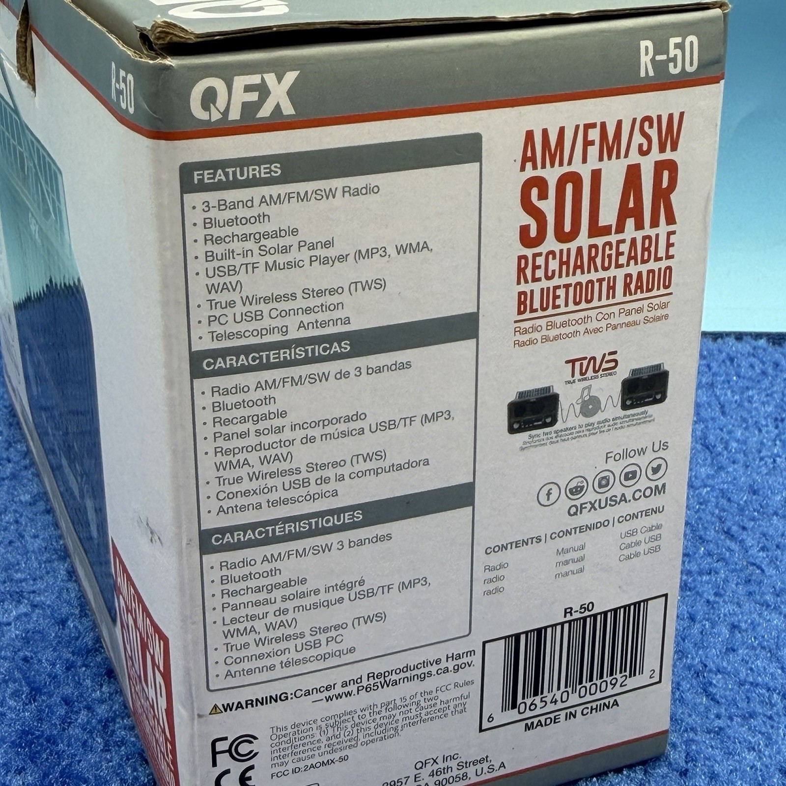 R-50 Portable AM/FM Shortwave Radio, Bluetooth, Solar Panel, True Wireless