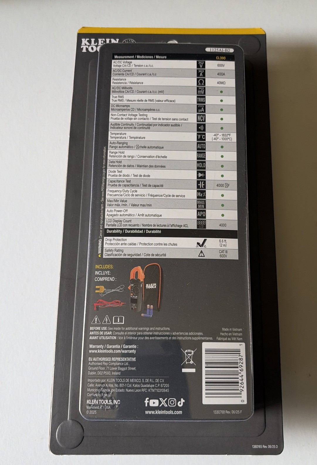 Klein Tools CL390 400A AC/DC Auto-Ranging Digital Clamp Meter Brand New