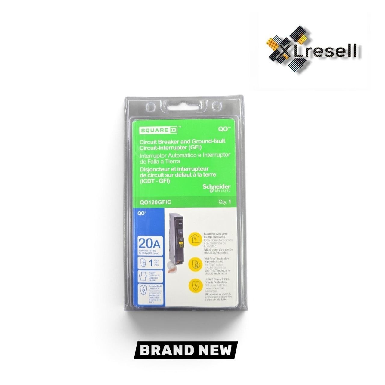 Square D QO120GFICP 120 VAC 20A Mini Ground Fault Circuit Breaker – Black