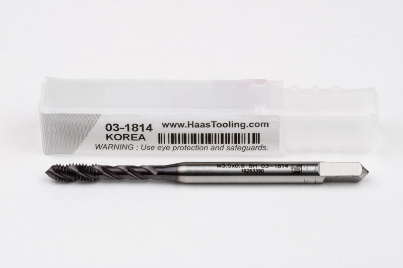 Haas M3.5×0.6 M HSS-PM Spiral Flute Tap, 4mm Shank x 7mm Thread Length, 2.5XD