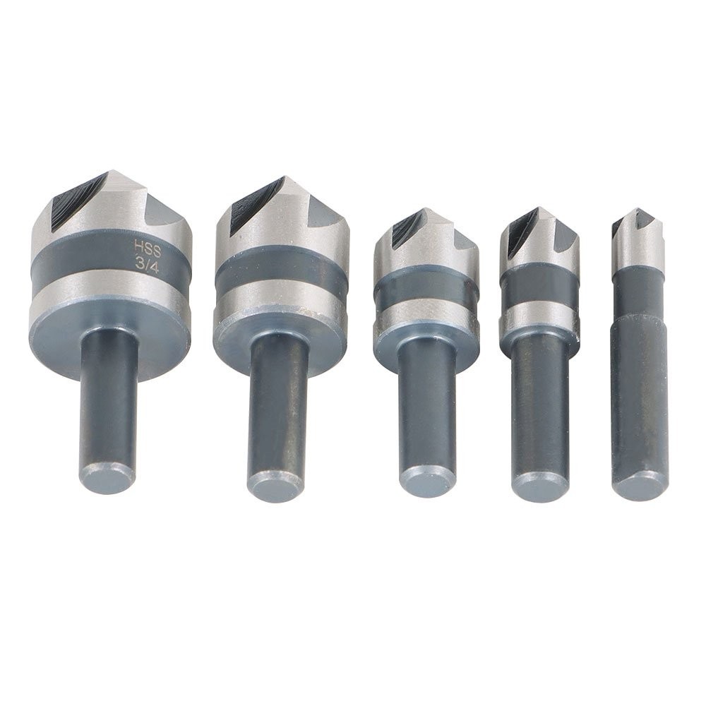 5 Pack High-Speed Steel Countersink Drill Bit Set For Metals Wood And Plastic