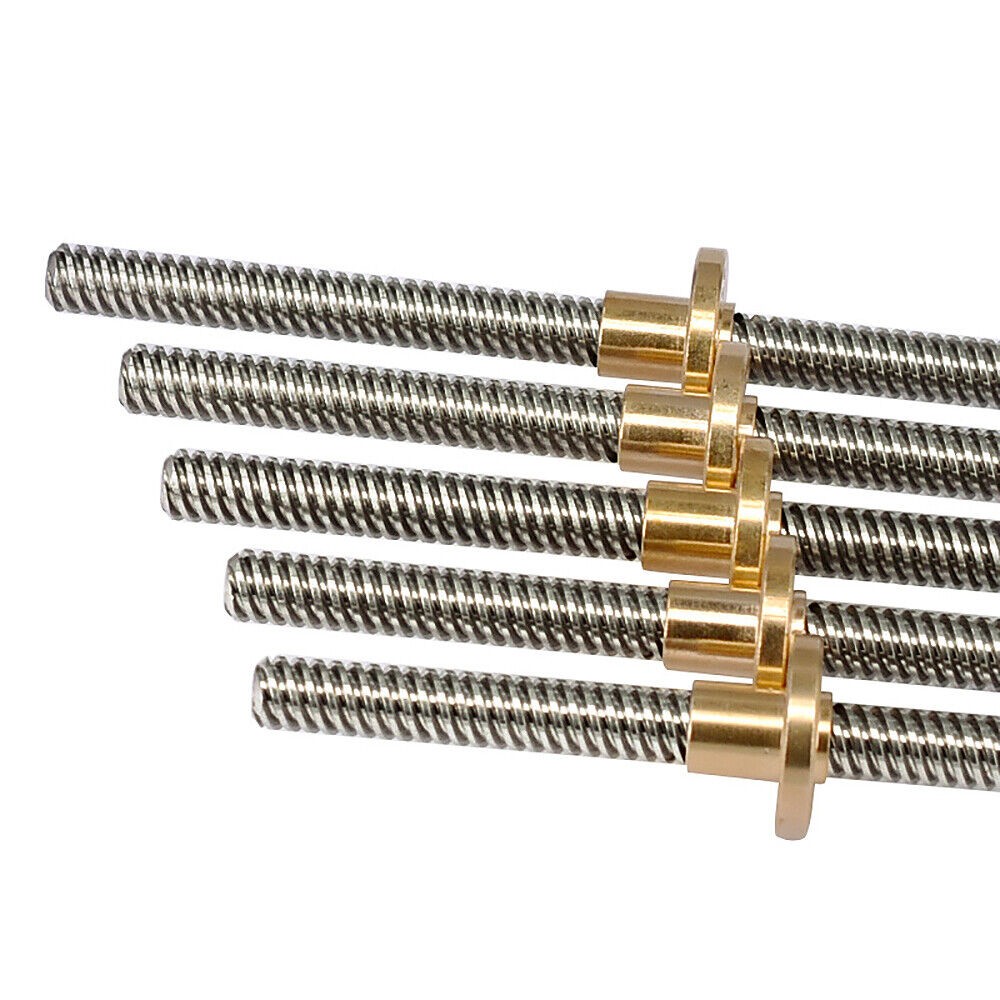 T8 Lead Screw Rod OD 8mm Pitch 2mm Lead 2mm Length 100-350mm with Brass Nut CNC