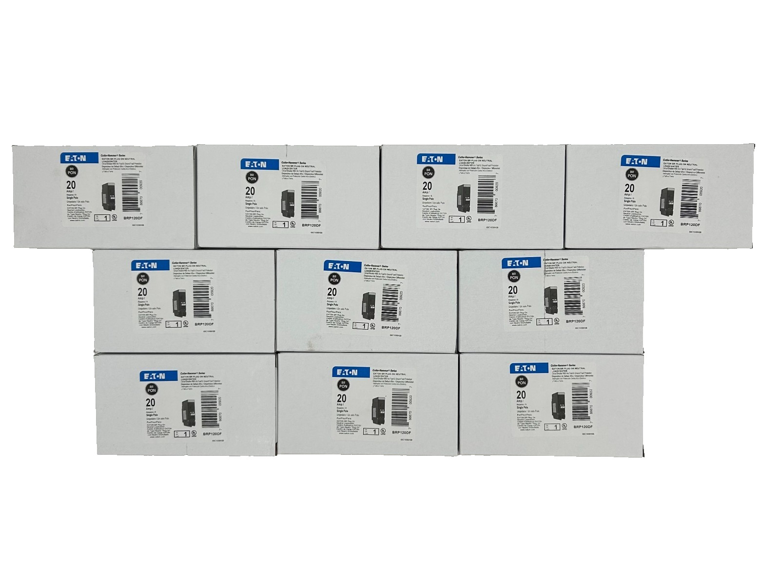 (10) New Eaton BRP120DF Circuit Breaker 20A 1-Pole 120V